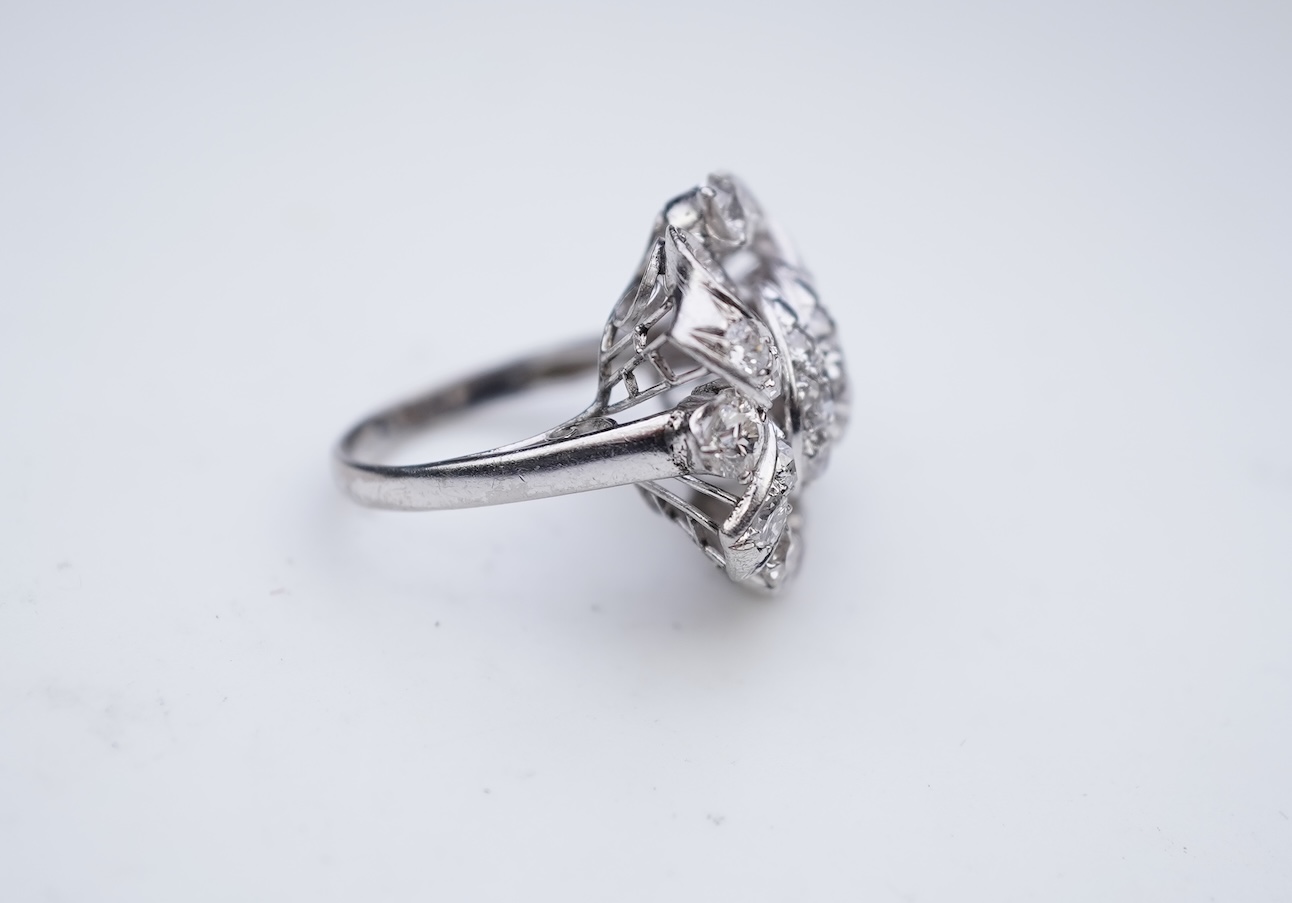 A diamond cocktail ring, mid 20th century